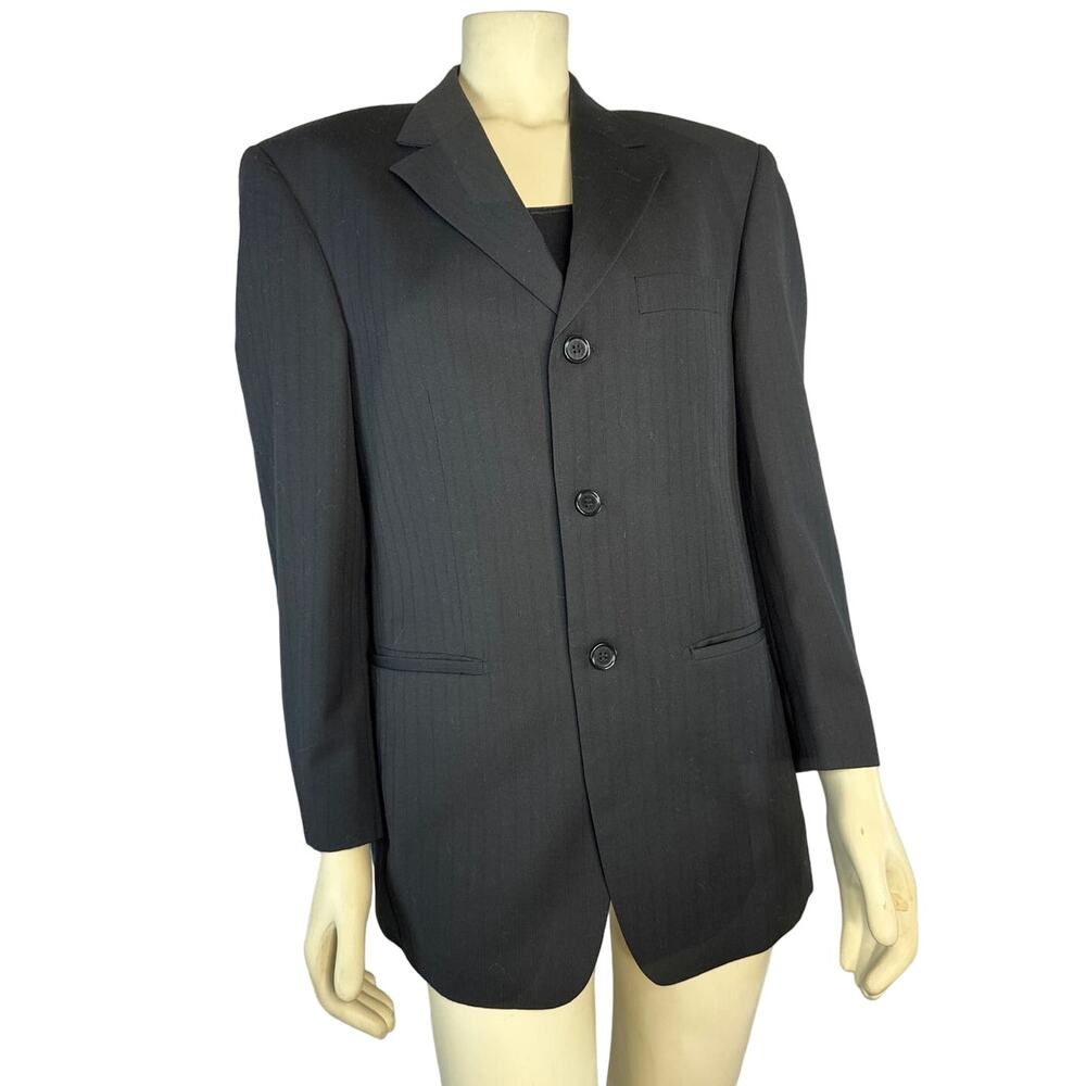 Demantie Super 150's Sport Coat Blazer hand tailored black size S/36 W/30